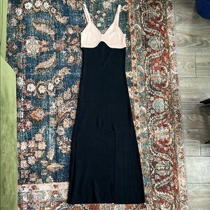 Lush Tan and Blank Knit Maxi Dress with Side Slit